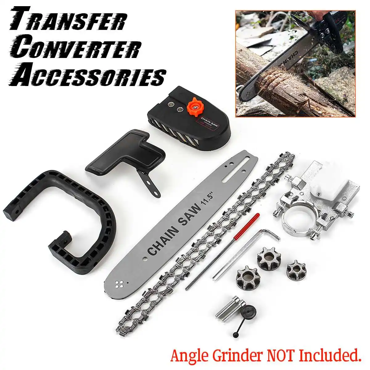 

DIY 11.5" Electric Saw Chain Chainsaw Stand Bracket Wood Cut M14 1200W For Angle Grinder Tool Set Chain Saw Converter