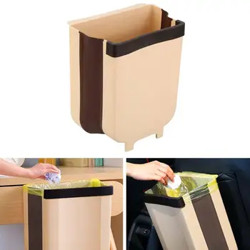 

9L Foldable Hanging Trash Can Waste Bin Kitchen Cabinet Door Trash Garbage Can