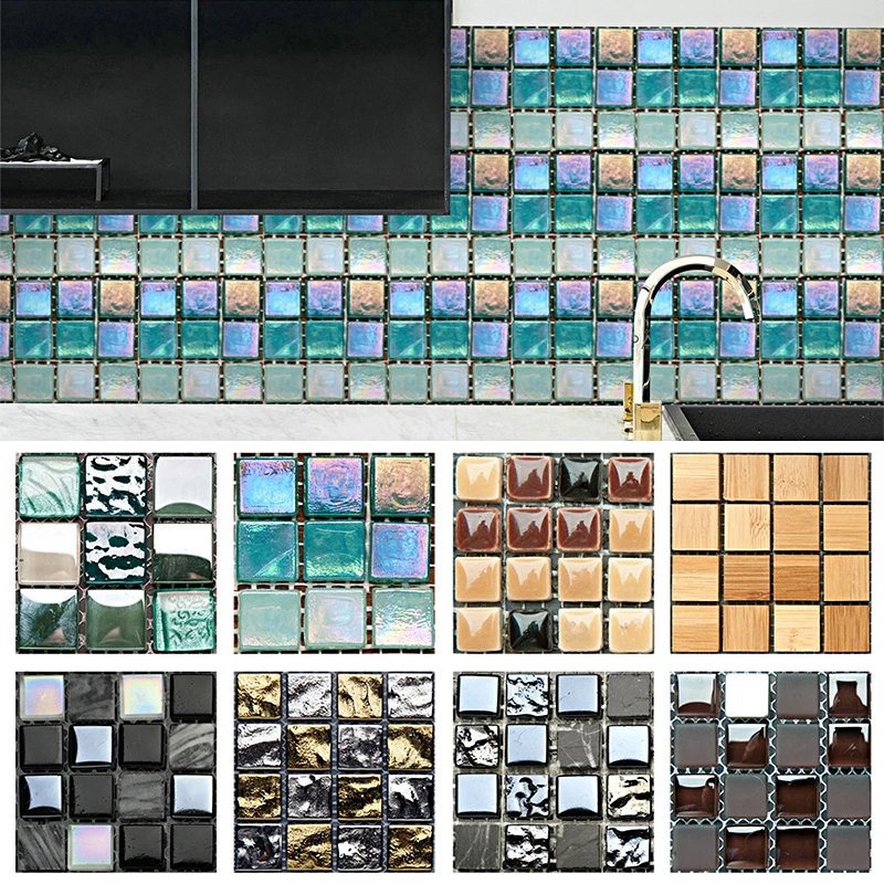 10pcs Mosaic Self Adhesive Tile Backsplash Wall Sticker 3D Waterproof Vinyl DIY Bathroom Home Decor | Дом и сад