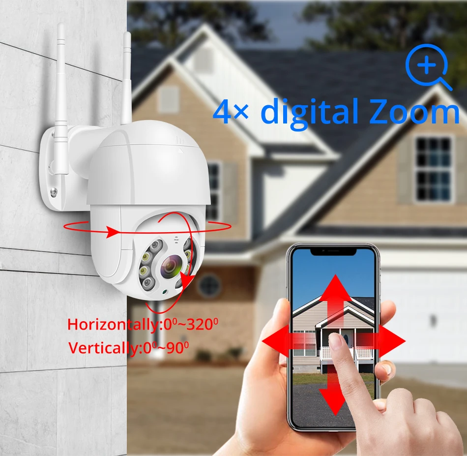 Livre à Prova Dome sem Fio Câmera de Segurança ip ao ar Câmera Dvelocidade Água Velocidade wi fi Pan Tilt 4x Zoom Digital Rede Vigilância 1080 p Ptz 4 Câmeras de vigilância