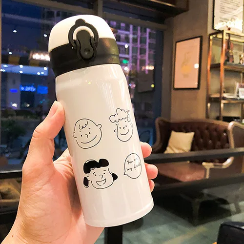 350ml 350 мл/500 мл Милая корова персонаж Вакуумная чашка для взрослых и детей термос из нержавеющей стали портативная изолирующая чашка бутылка для воды на каждый день - Цвет: 350ml