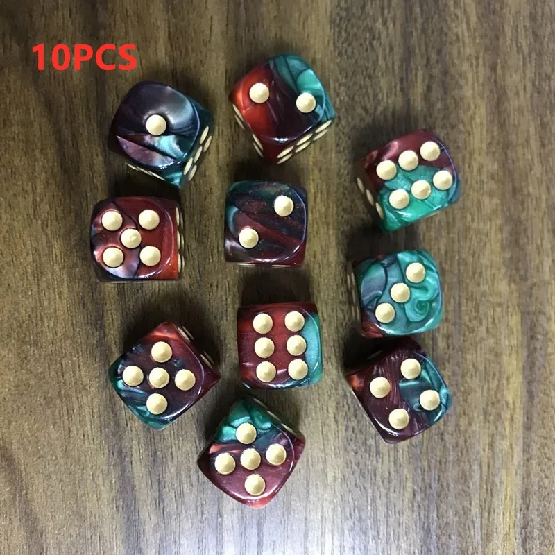 10PCS Red Green 10 шт./компл. 6 двухсторонняя 16 мм кости с закругленной вершиной с украшением из жемчужин и перламутровых камней кости игральные столешница бар игры вечерние Смешные инструменты для развлечения - Цвет: 10PCS Red Green