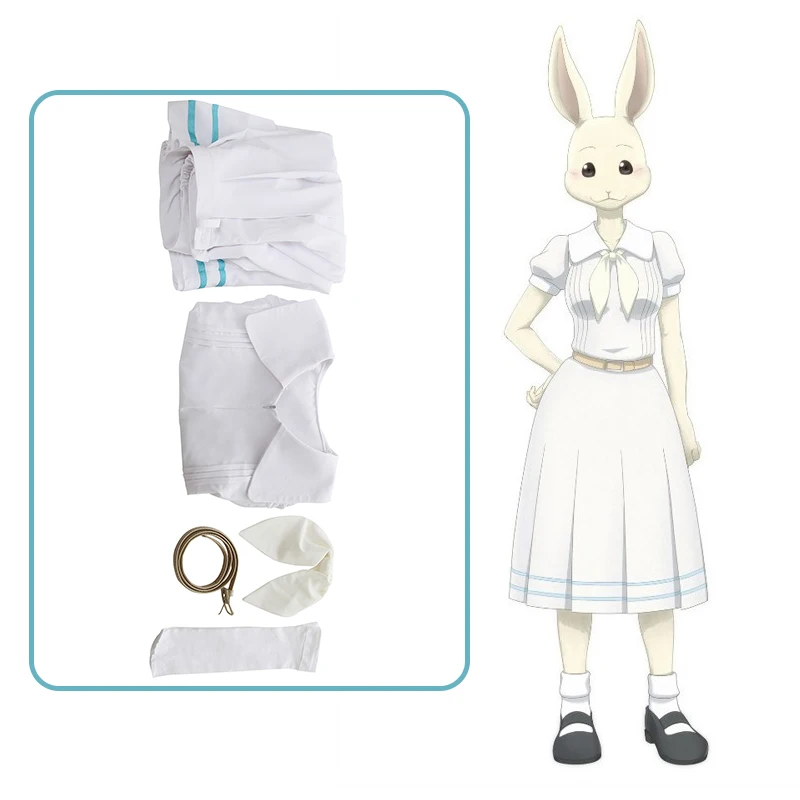 Аниме Beastars Haru Косплей Костюм кролик Хару косплей платье Женский костюм Школьная форма белый топ юбка наряд для девочек