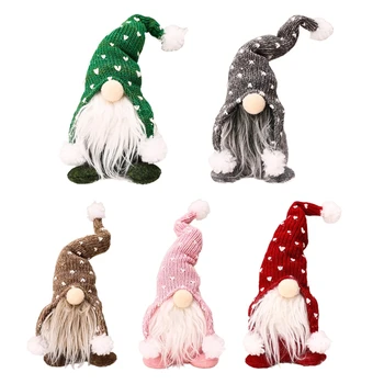 

Handmade Christmas Gnome Decoration Swedish Figurines Sitting Long Hat Elf Doll Ornaments Thanks Giving Day Gifts