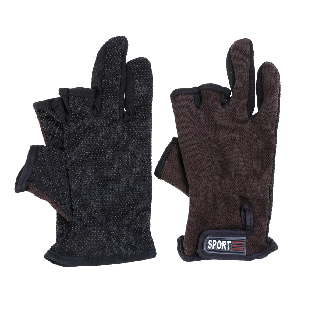 1 Pair Anti Slip 3 Low Cut Finger Fishing Gloves With Adjustable Wrist Strap Fishing Gloves for Fishing Camping 