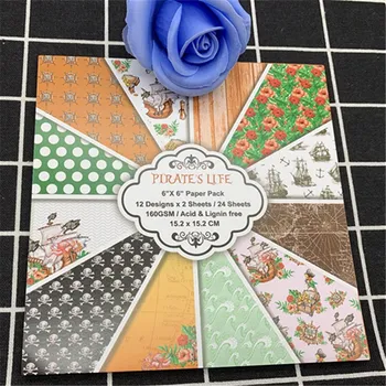 

24 pages of 6*6 pirate life style series series of handmade paper-cut DIY creative scrapbook