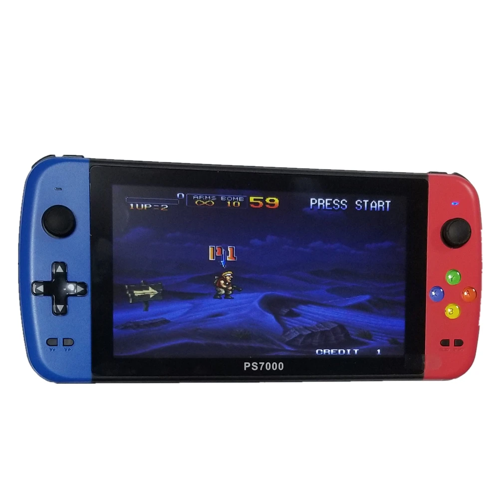 PS7000/Q900 7 inch Handheld Portable Game Console with 2 gamepads 64/128GB 5000 free games 100 ps1 games for MAME/CPS/SegaMD