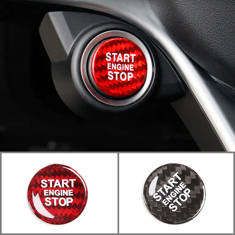 

For Alfa Romeo Giulia/Stelvio One-Button Start Patch Anti-Scratch Protection Patch, Real Carbon Fiber,Car Interior Accessories