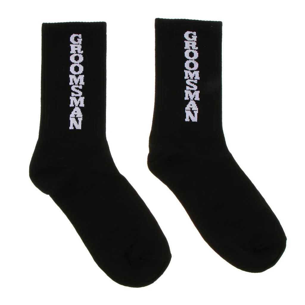 Cotton Mens Wedding Groom Socks Breathable Short Crew Socks Black