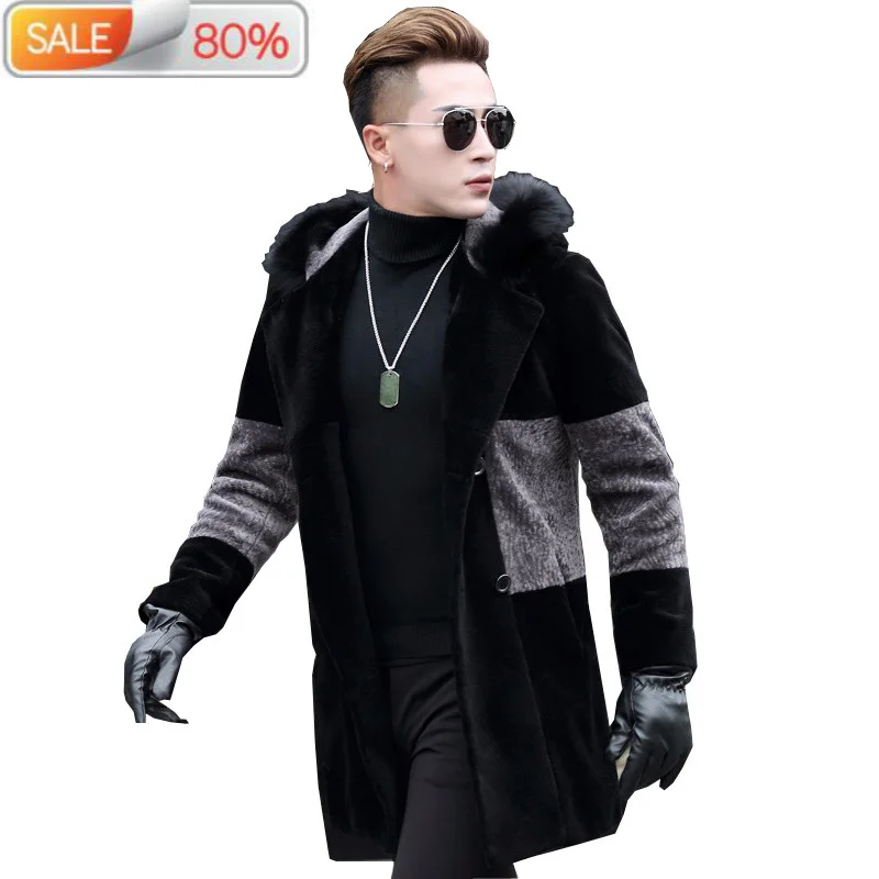 

Winter Sheep Shearling Coat Real Fox Collar Jacket Men 2020 Fashion Natural Fur Coats Plus Size 4XL A725 ZL376