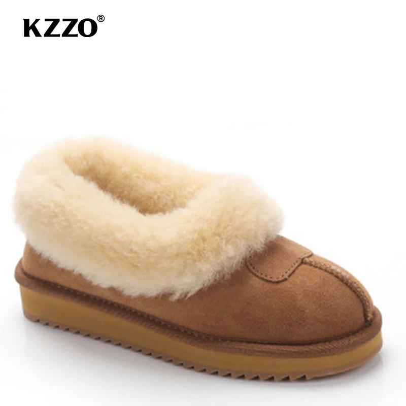 KZZO/женские ботинки из натуральной кожи Модные зимние ботильоны на плоской