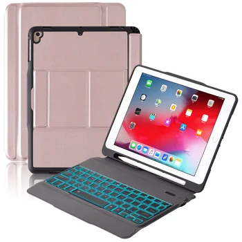 

For iPad Air 1 2 Pro iPad 9.7 (2017 2018) 7 Colors Tablet Backlit Bluetooth Keyboard with Fine Sheep Pattern Leather Case USA