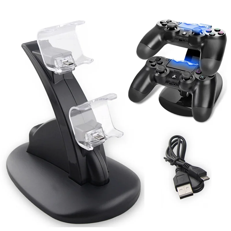 

Dual USB Charger Dock Station Stand For PS4/PS4 Slim/PS Pro Playstation 4 Game Controller Stand Holder Black Charger
