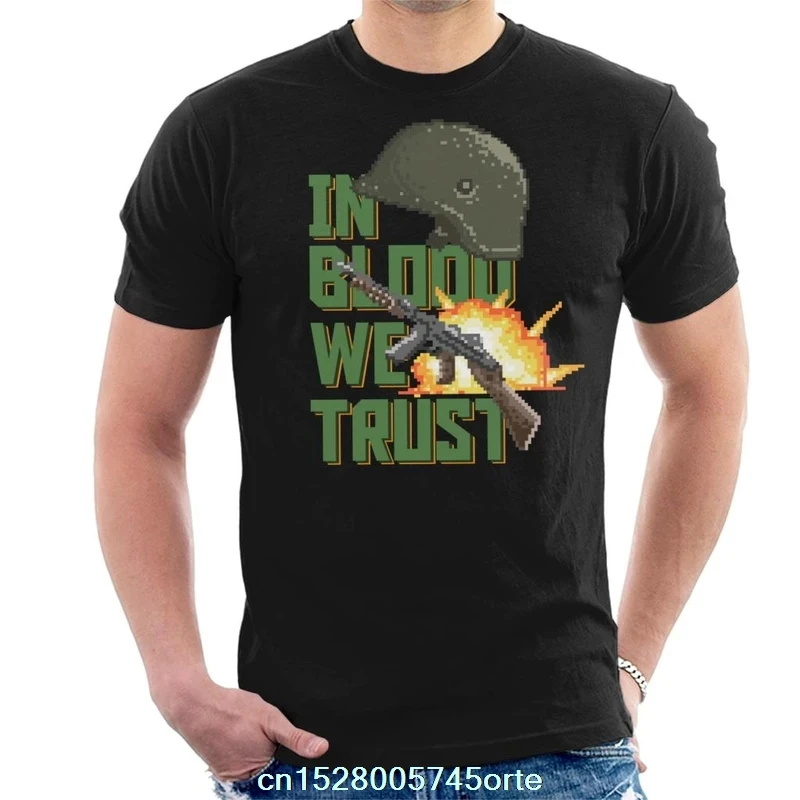 Printed camiseta In Blood We Trust Men's T-Shirt 100% cotton women tee shirt | Мужская одежда