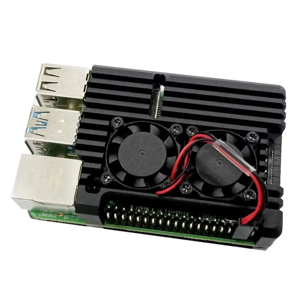 

For Raspberry Pi 4 model B/B + Universal aluminum case with free double fan Case For Raspberry Pi 4 Model B Official Shell