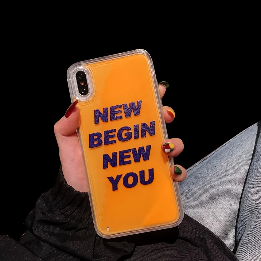 TPU+ PC Модный светящийся Блестящий песок мобильный чехол для iPhone X XR XS максимальный чехол оболочка для iPhone 6S 7 8 Plus