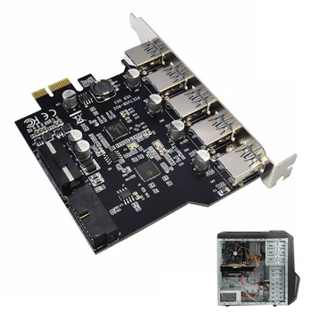 

7 Ports Laptop Notebook PCI E To USB 3.0 15 Pin Power Connector Express Card Home Plug And Play Desktop Computer Converter