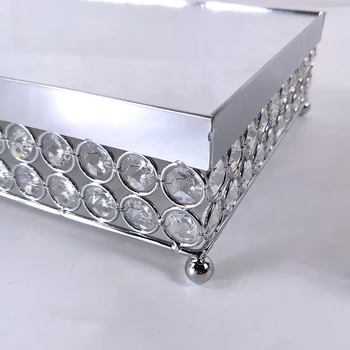 

new arrive 1pcs gold silver new arrive square plate gold mirror cupcake stand crystal metal Party