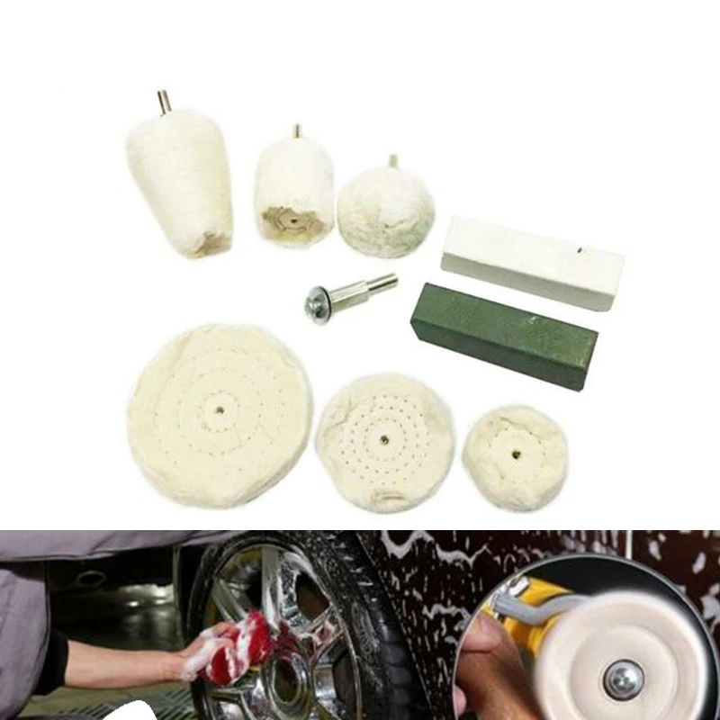 BMBY-9Pcs набор для полировки купольный Кубок цилиндр Швабра Полировка колеса соединение Т-образное колесо Шлифовальная головка группа 1/4 ручка подходит для