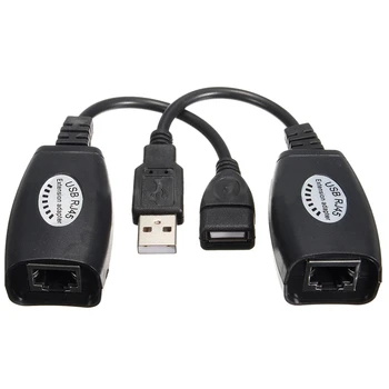 

USB Extension Ethernet RJ45 Cat5e/6 Cable LAN Adapter Extender Over Repeater Set