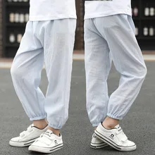 Штаны для мальчиков лето г. Новые стильные тонкие Капри Повседневные детские повседневные домашние штаны противомоскитные штаны для больших мальчиков