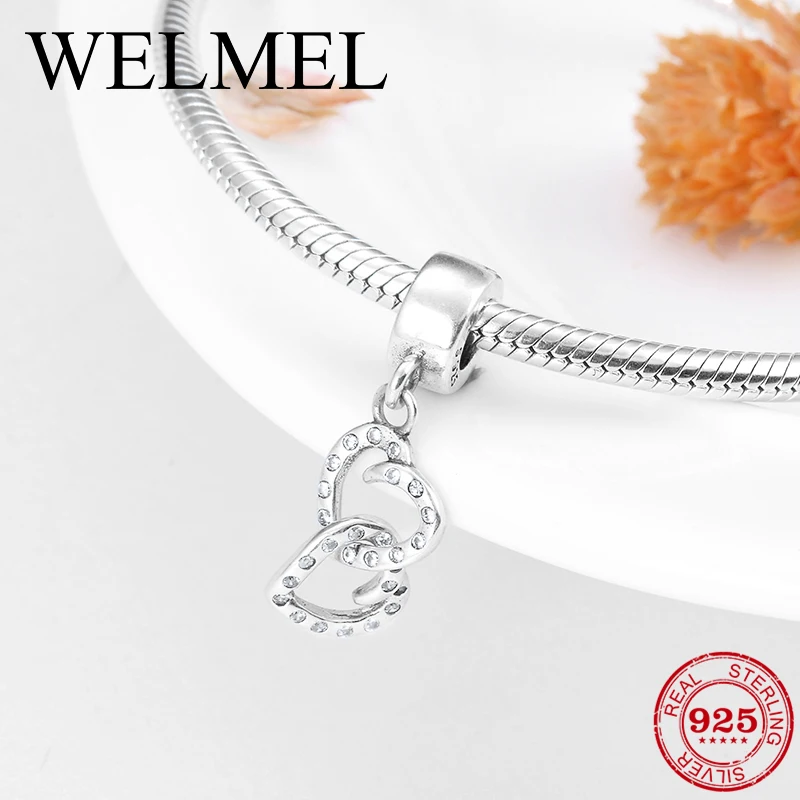 

2018 Hot Sale 925 sterling silver heart round beads pendants Fit Original Pandora Charm Bracelet Jewelry making