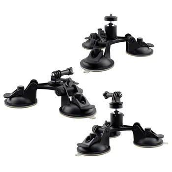 

Triple Low Angle Suction Cup Mount Holder with Ball Head For Car Gopro Sport Camera 3+/4/5 LHB99