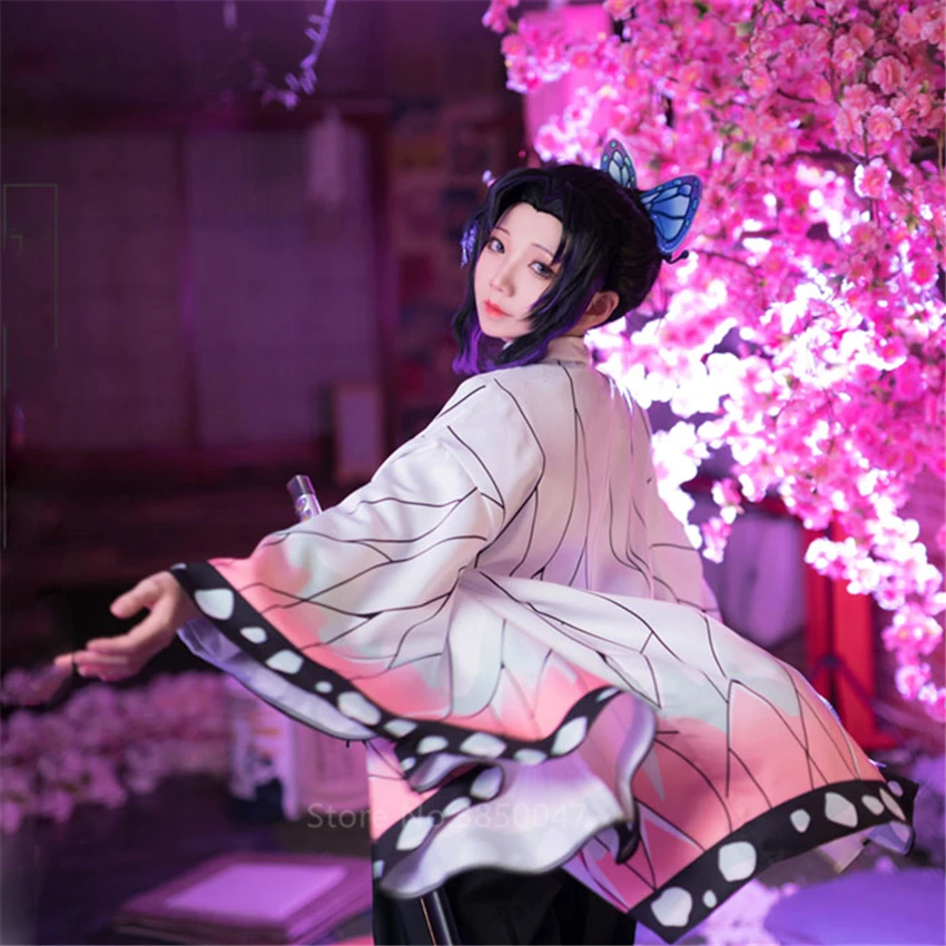 Женский карнавальный костюм Kimetsu no Yaiba Kochou Shinobu кимоно вечерние костюмы для