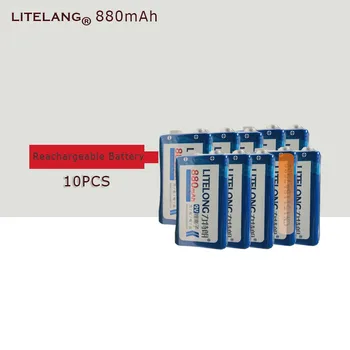 

10pcs / lot 9v SUPER BIG 880mAh li-ion lithium Rechargeable 9 Volt Battery Manufacturer's warranty FREE SHIPPING