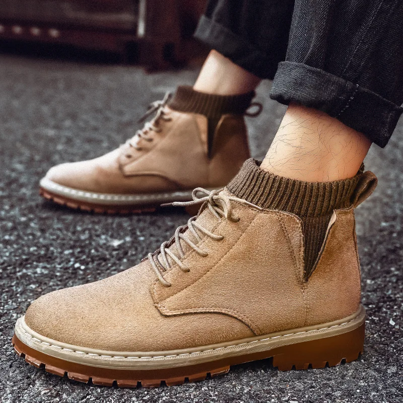 

Martin Boots Men's Autumn Trend MEN'S SHOES British Style Men Mid-top Snow Boots Socks Mouth High Shoes MEN'S Casual Shoes