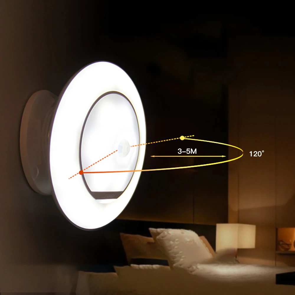 USB Перезаряжаемый умный PIR датчик движения человеческого тела, светодиодный ночник, прикроватный светильник для детской спальни, коридора, гардероба