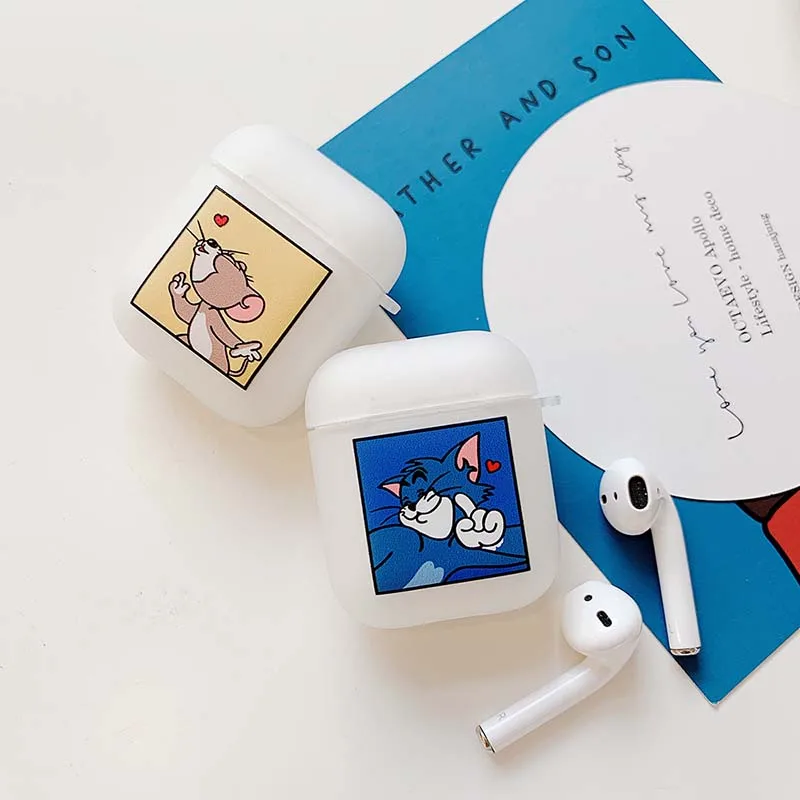 Комбинированный чехол с рисунком мыши кошки для airpods 1 2 чехол Bluetooth наушники airpod полупрозрачный мягкий ТПУ чехол с карабином