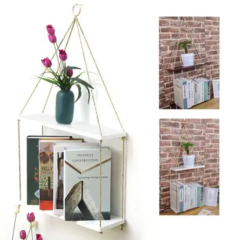 

2 Tiers Wall Shelf Hanging Flowers Pots Stand Holder Wall Partition Ornament Storage Rack Organizer Home Office Decoration