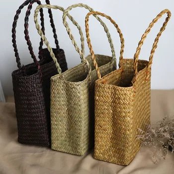 

Women Small Handbags Tote 2020 Summer Straw Handmade Beach Bag Girls Rattan Shoulder Bag Clutch Purse Hand Bags