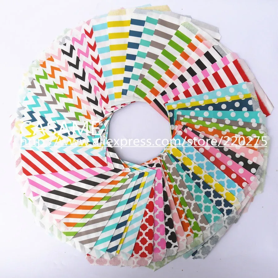 25pcs Paper Bag flat Wedding Party Favor Candy Gift Bags Food Packaging  cookie Treat Craft Paper Popcorn Bags Food Safe chevron
