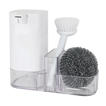 

4pcs/set Space Saving Soap Dispenser Cleaning Brush Kitchen Sink Countertop Organizer Storage Box ABS Sponge Holder Wire Ball