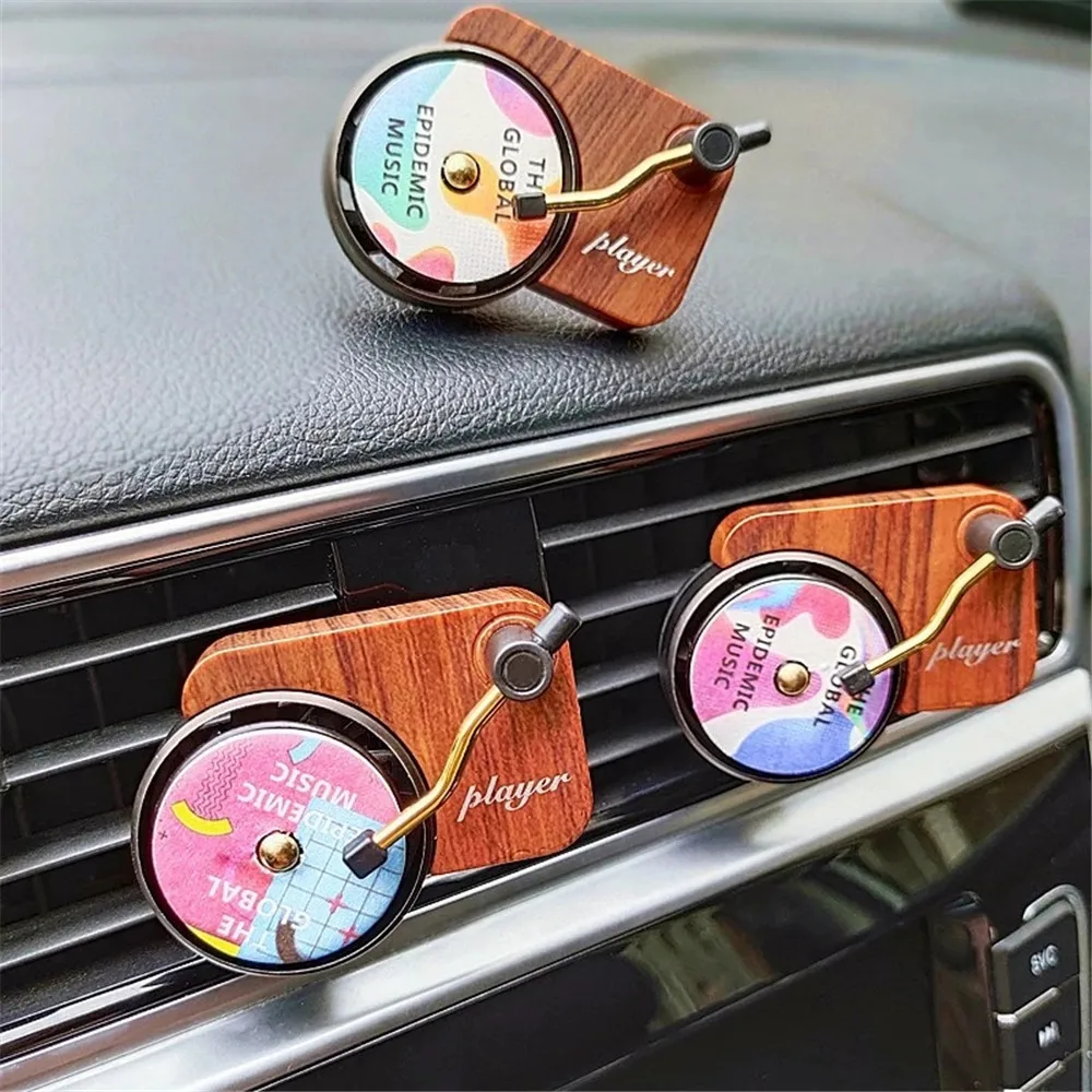 Weihnachten Plattenspieler Plattenspieler Lufterfrischer in Mit 3Pcs Parfüm  Auto Air Vent Rotary Diffusor Retro Auto Innen Zubehör - AliExpress