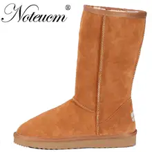 Женские зимние австралийские меховые сапоги из натуральной кожи; высокие сапоги до середины икры с подкладкой из искусственного меха; плюшевые зимние сапоги для женщин и девушек в австралийском стиле