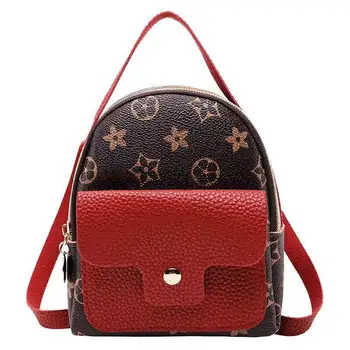 

Mini Women Backpack Travel Small Shoulder Bag Splice PU Leather Mini Schoolbag Flower Pattern Teenage Girls cute backpack