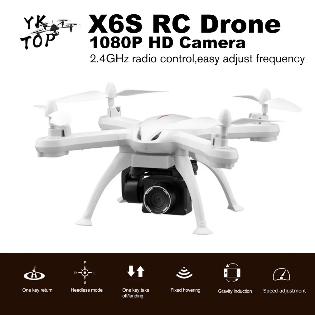 Drone X6S HD camera 480p / 720p / 1080p quadcopter fpv drone one-button return flight hover RC helicopter VS XY4 VS E58 - Цвет: 1080P white 3B