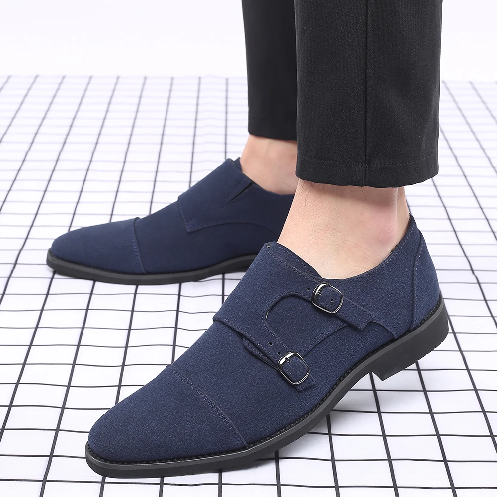 

2019 New Fashion Men Derby Shoes Men Leather Solid Color Scrub Party Casual Shoes Pointed Toe Flats Business Big Size 38-48