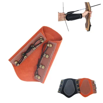 

Adjustable archery Arm Guard Cowhide Genuine Leather Protection Accessory For Hunting Practice Protection Safe Strap Armband