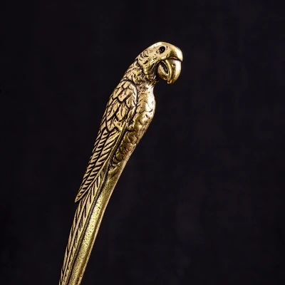 1Pc Vintage Copper Parrot Shape Tea Knife Brass all hand cone puer tea cake manual parrot tea opener kung fu accessories