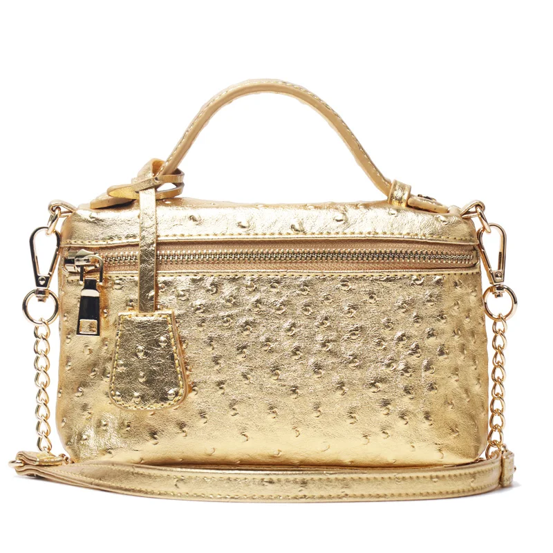 

Fashion Gold Wedding Bag Party Ostrich Leather Bag Ladies Gold Clutch Evening Bag Handbag Purse
