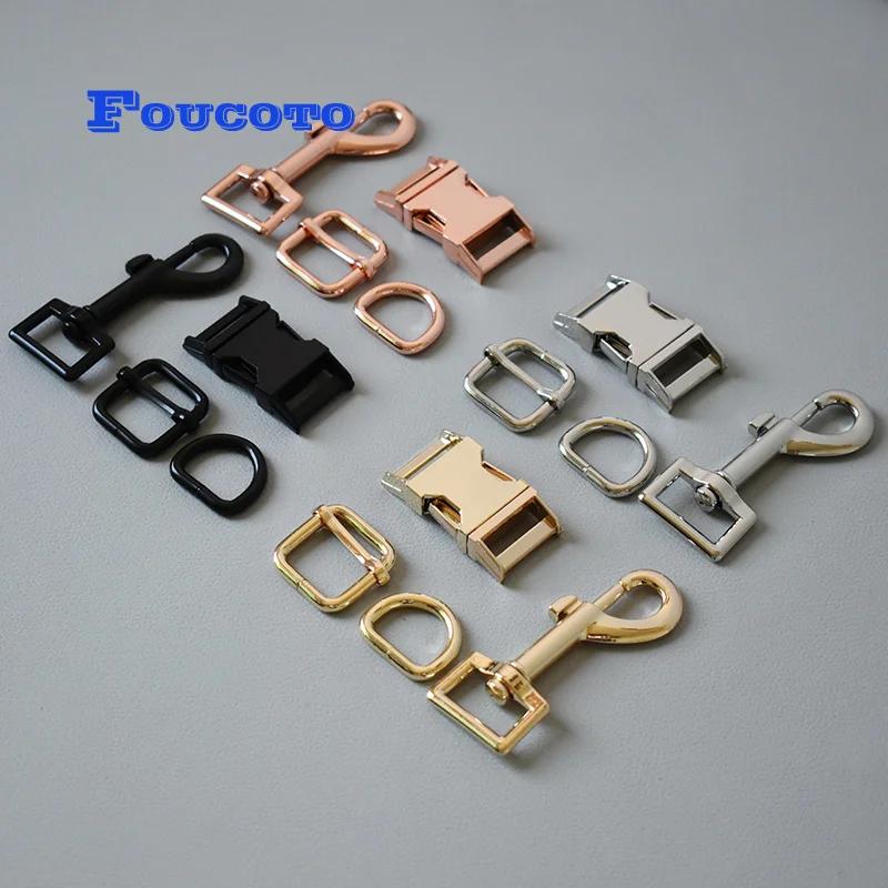 

20 sets Metal hardware D ring belt buckle slider 20mm webbing for paracord puppy rope dog collar adjuster DIY sewing accessories