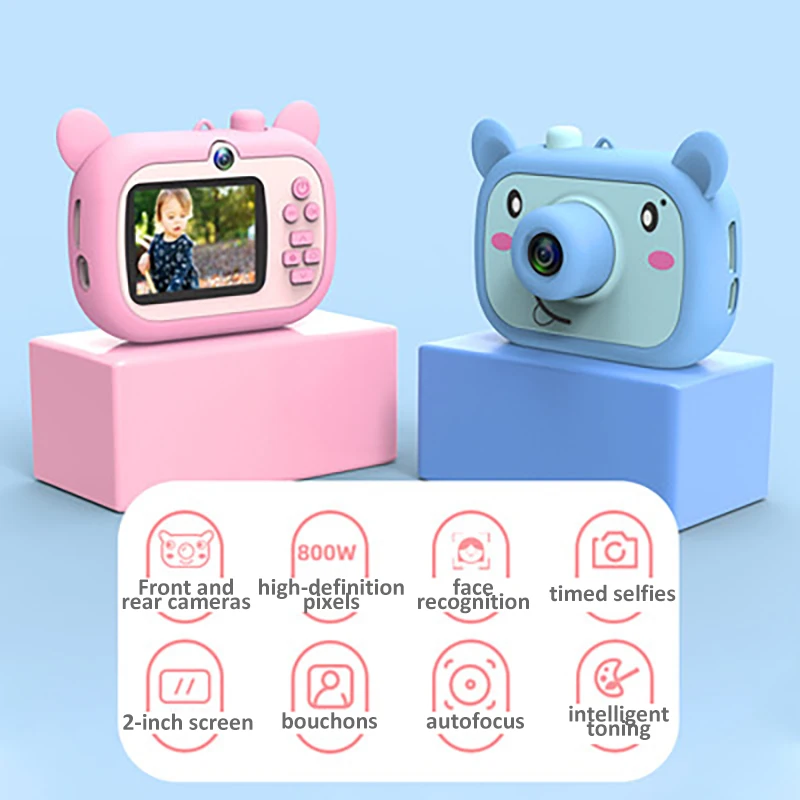 Детская цифровая камера игрушка детский мультфильм образовательный подарок 5 языков поддерживается 1600W HD перезаряжаемая анти-осенняя камера