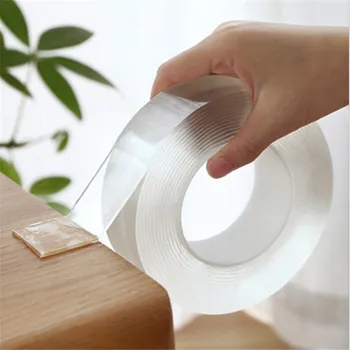 

1M/2M/5M Nano MagicTape Transparent No Trace Reusable Bathroom Toilet Storage Tape Waterproof Adhesive Tape Cleanable Home Decor