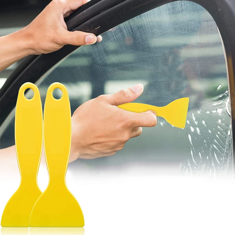 5/10pcs Yellow Plastic Car Window Foil Film Scraper Wiper Plate Glass