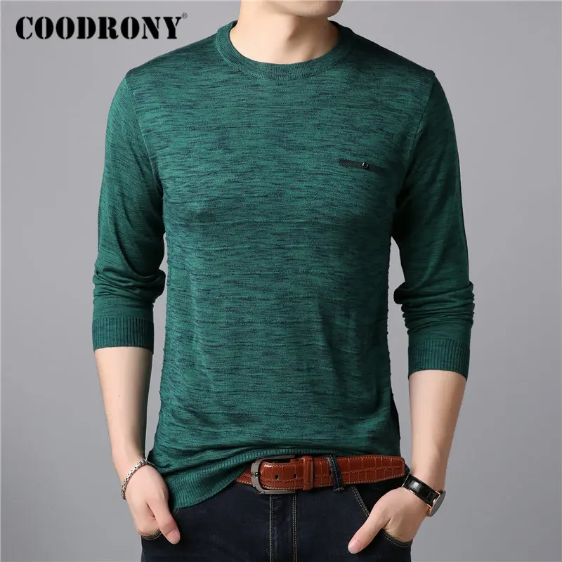 Бренд COODRONY, мужской свитер, Повседневный, с круглым вырезом, вязаный, мужской, хлопок, шерстяной, пуловер, Мужская одежда, осень-зима, мужские свитера, 91076