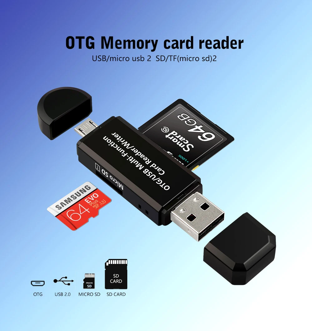 2 In 1 USB OTG Card Reader Flash Drive High-speed USB2.0 Universal OTG TF/SD Card for Android phone Computer Extension Headers